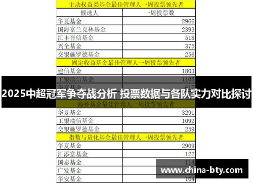 2025中超冠军争夺战分析 投票数据与各队实力对比探讨